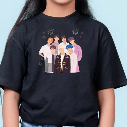 Nusyl Girls Black Printed Oversized T-shirt