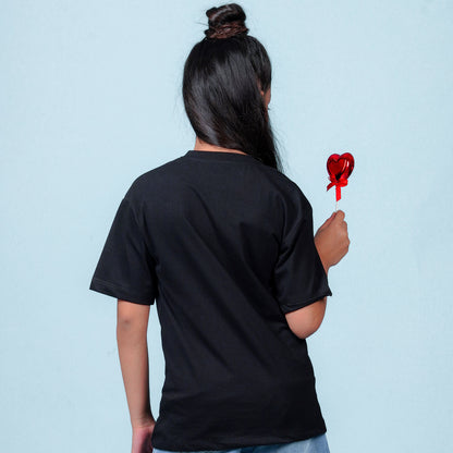 Nusyl Girls Black Printed Oversized T-shirt
