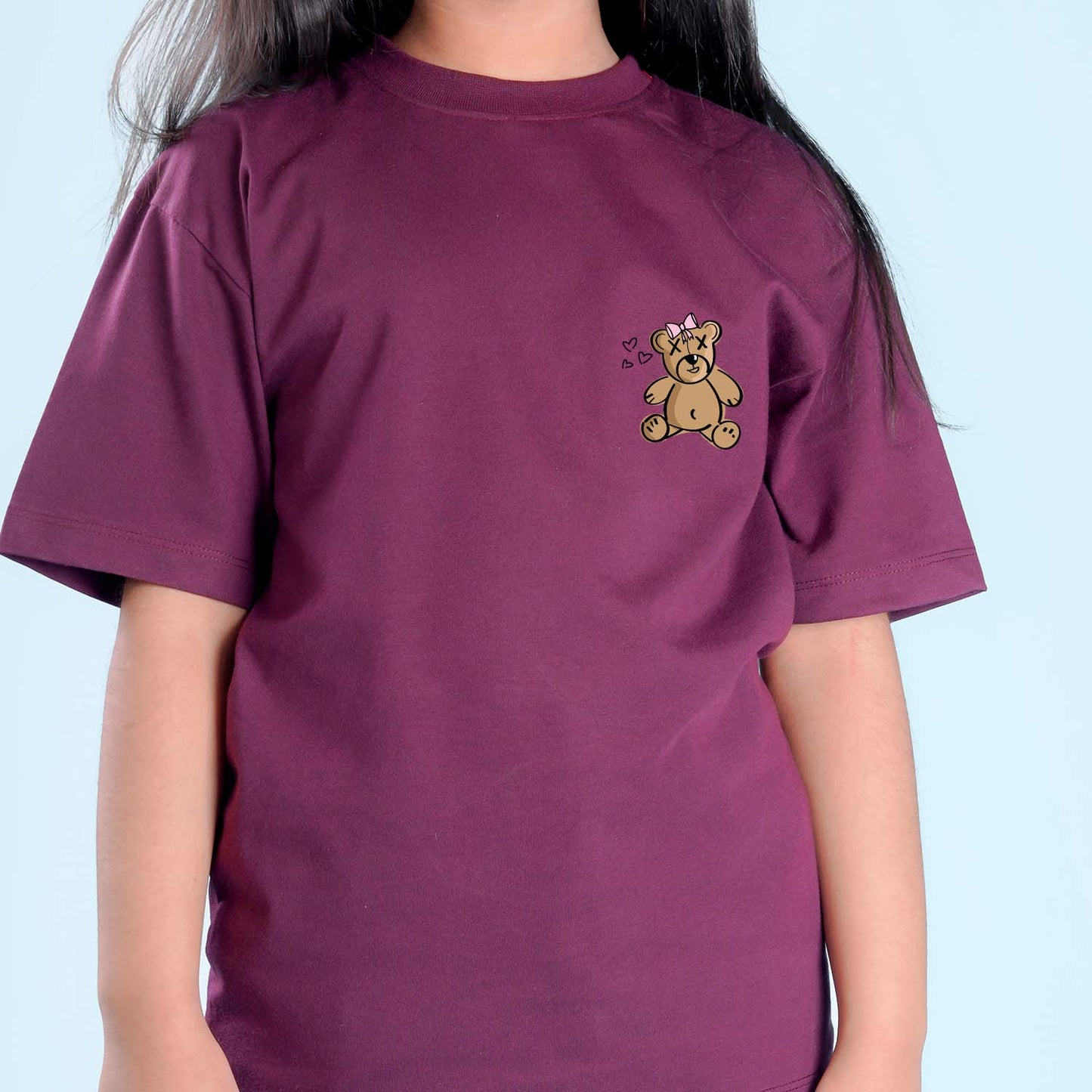 Nusyl Girls Wine Printed Oversized T-shirt