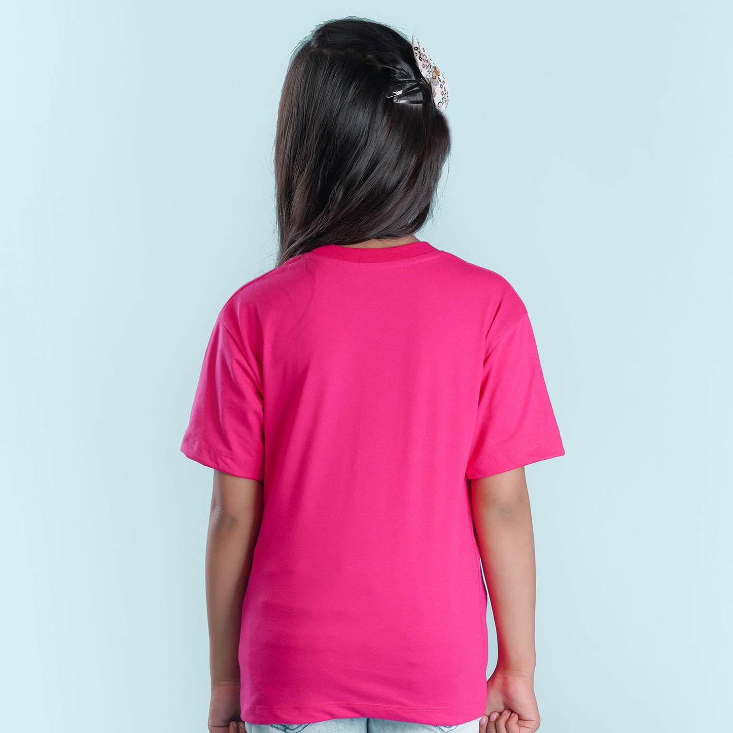 Nusyl Girls Hot Pink Printed Oversized T-shirt