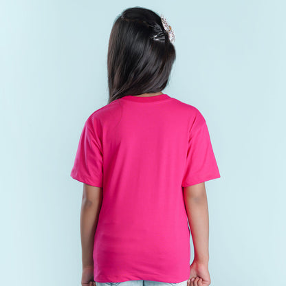 Nusyl Girls Hot Pink Printed Oversized T-shirt