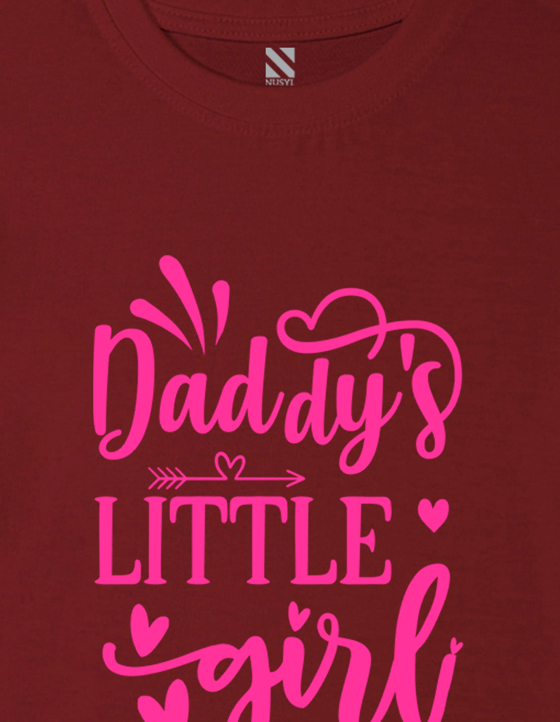 Nusyl Girl's Wine Daddy Little Girl Text Printed Cotton blend Half Sleeve Drop Shoulder Oversized T-Shirt