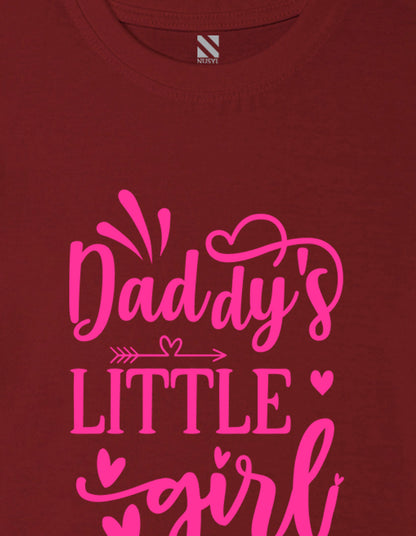Nusyl Girl's Wine Daddy Little Girl Text Printed Cotton blend Half Sleeve Drop Shoulder Oversized T-Shirt