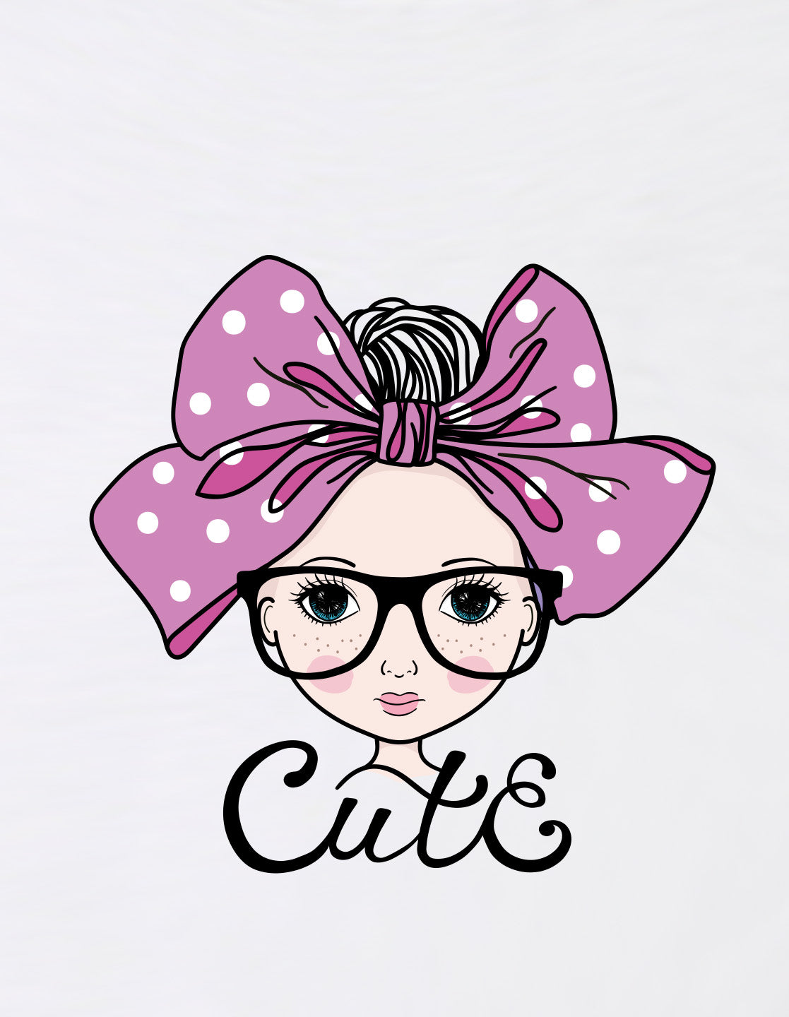 Nusyl Girls White Cute Girl & Text Printed  Short sleeve Cotton Blend Oversized T-shirts