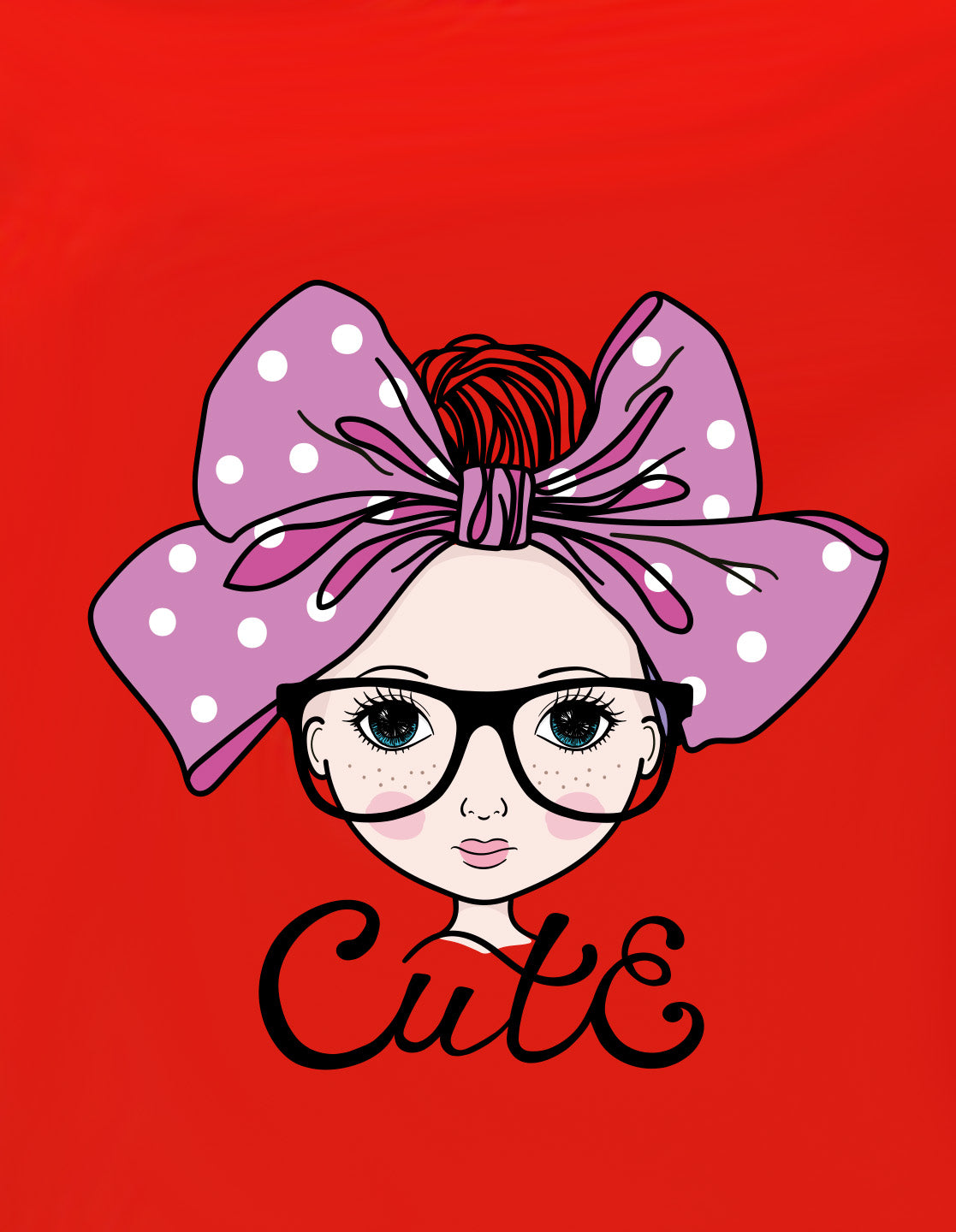 Nusyl Girls Red Cute Girl & Text Printed  Short sleeve Cotton Blend Oversized T-shirts