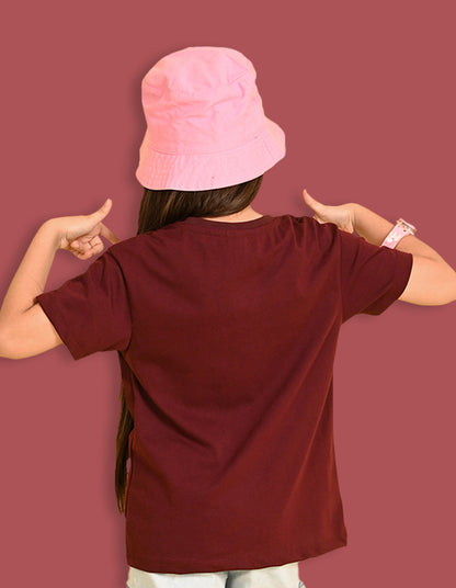 Nusyl Girls Wine Cool Summer Text  Printed  Short sleeve Cotton Blend Oversized T-shirts