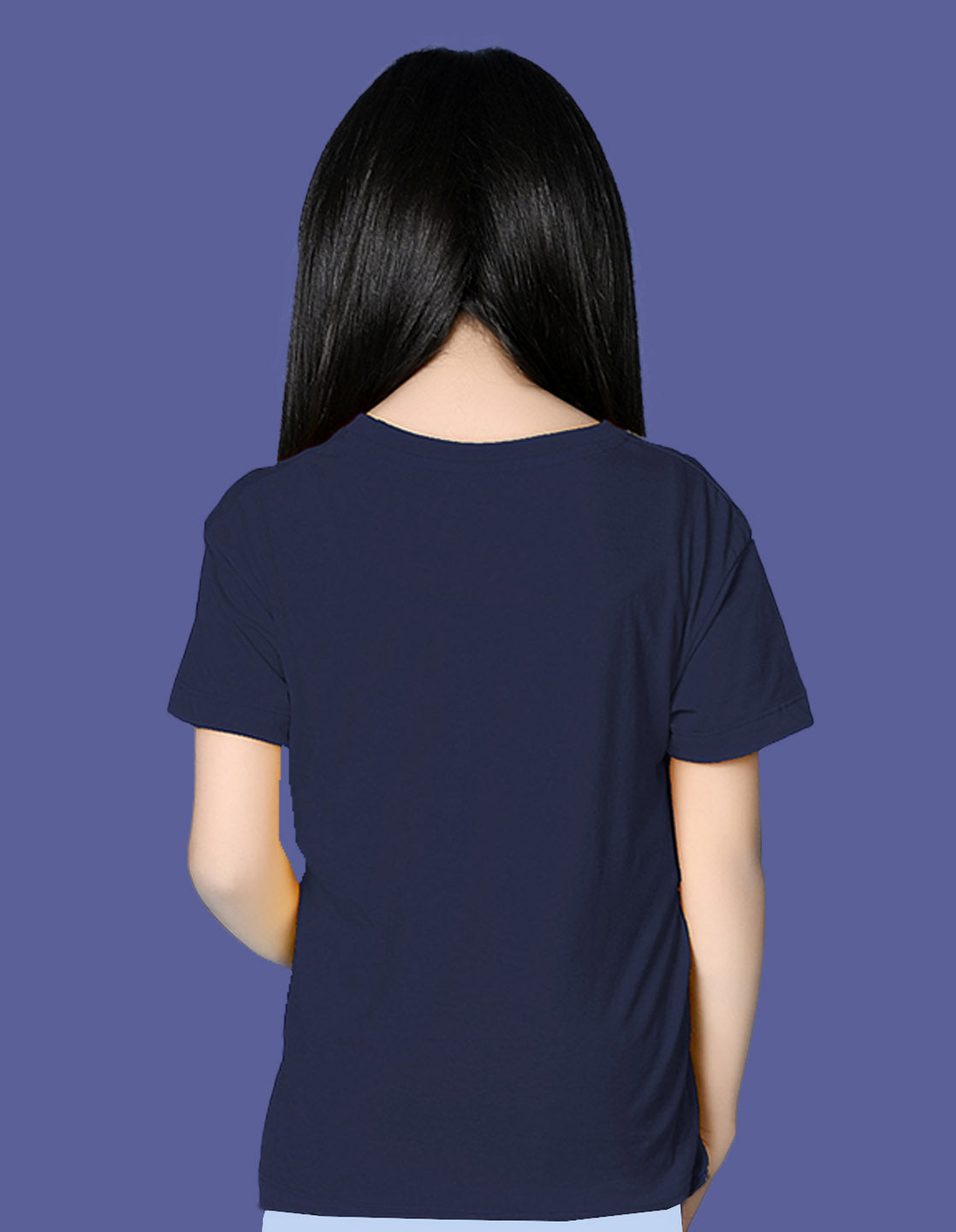 Nusyl Girls Navy Blue i am a super star Text Printed  Short sleeve Cotton Blend Oversized T-shirts