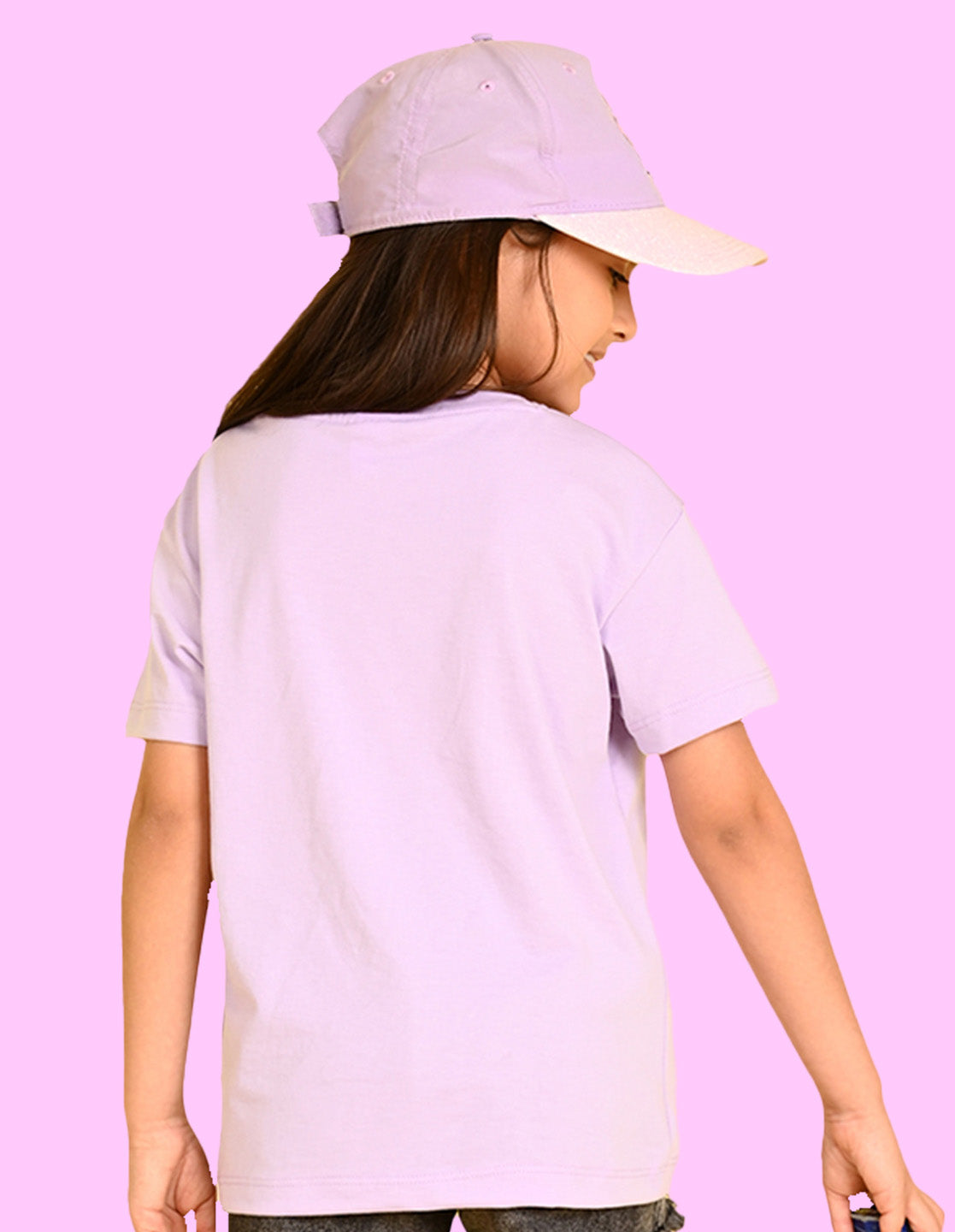 Nusyl Girls Lilac Girl Power text  Printed  Short sleeve Cotton Blend Oversized T-shirts