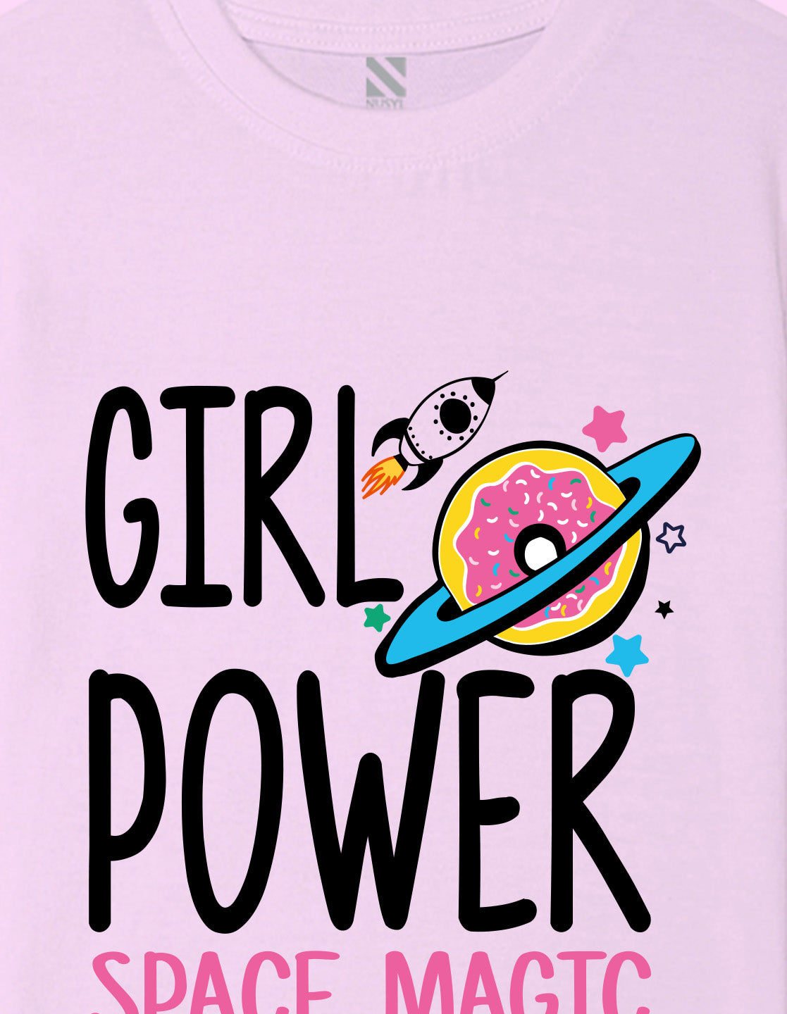 Nusyl Girls Lilac Girl Power text  Printed  Short sleeve Cotton Blend Oversized T-shirts