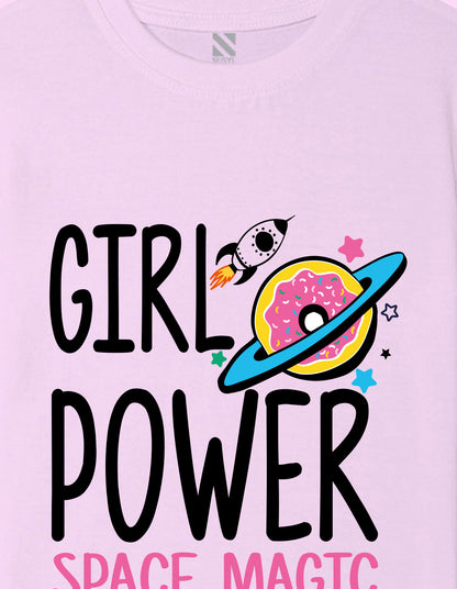 Nusyl Girls Lilac Girl Power text  Printed  Short sleeve Cotton Blend Oversized T-shirts
