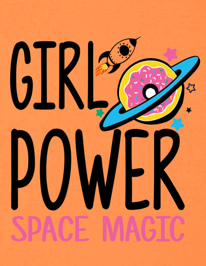 Nusyl Girls Orange Girl Power text  Printed  Short sleeve Cotton Blend Oversized T-shirts