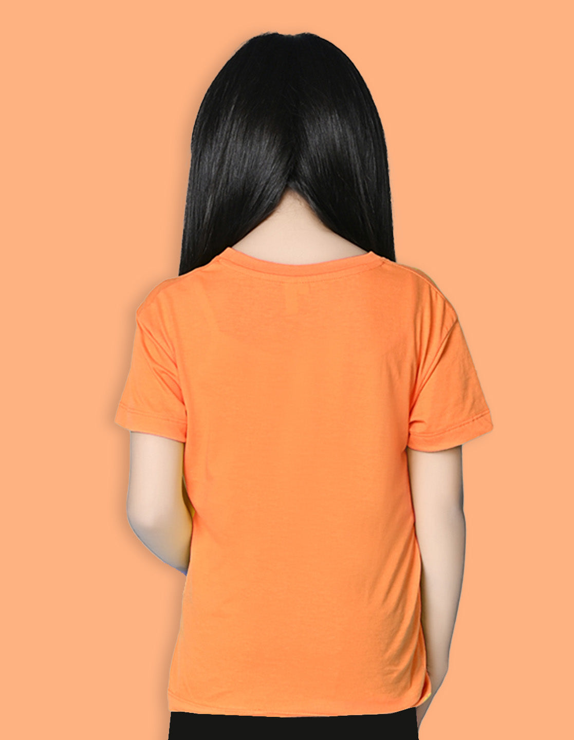 Nusyl Girls Orange Girl Power text  Printed  Short sleeve Cotton Blend Oversized T-shirts