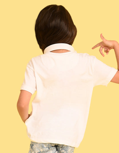 Nusyl Girls White Sweet Summertime Text Printed  Short sleeve Cotton Blend Oversized T-shirts