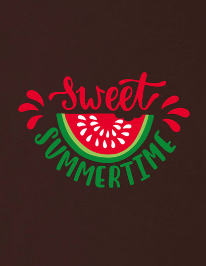 Nusyl Girls Brown Sweet Summertime Text Printed  Short sleeve Cotton Blend Oversized T-shirts