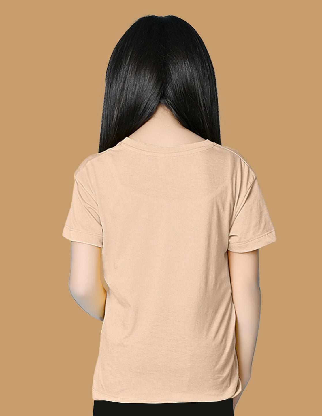 Nusyl Girls Beige Sweet Summertime Text Printed  Short sleeve Cotton Blend Oversized T-shirts