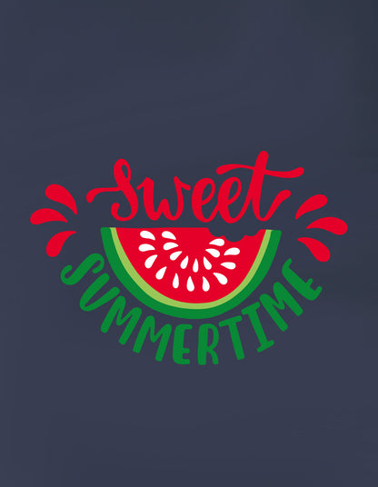 Nusyl Girls Navy Blue Sweet Summertime Text Printed  Short sleeve Cotton Blend Oversized T-shirts