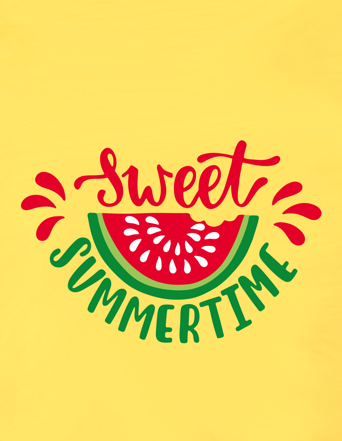 Nusyl Girls Yellow Sweet Summertime Text Printed  Short sleeve Cotton Blend Oversized T-shirts