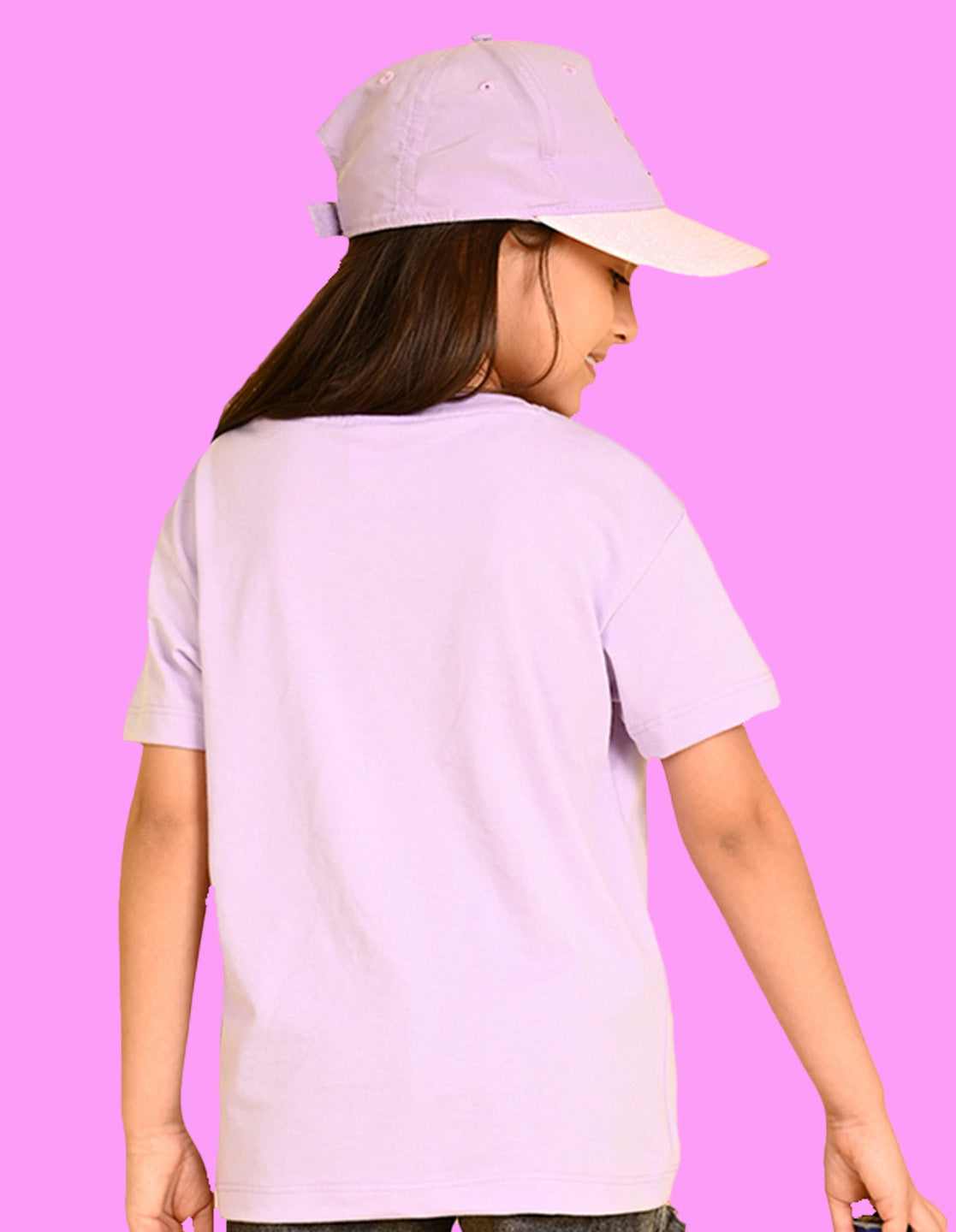 Nusyl Girls Lilac Star & Text  Printed  Short sleeve Cotton Blend Oversized T-shirts