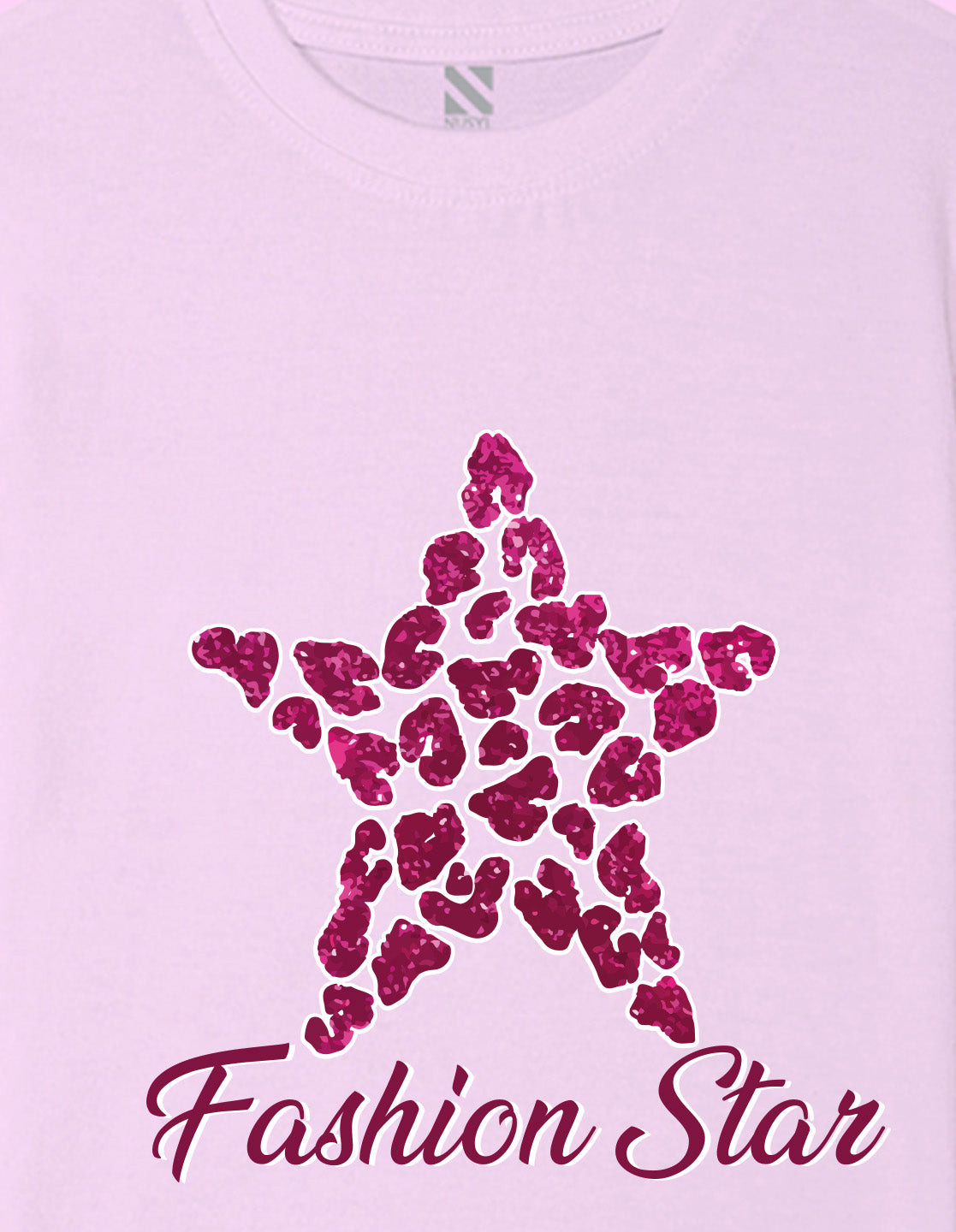 Nusyl Girls Lilac Star & Text  Printed  Short sleeve Cotton Blend Oversized T-shirts