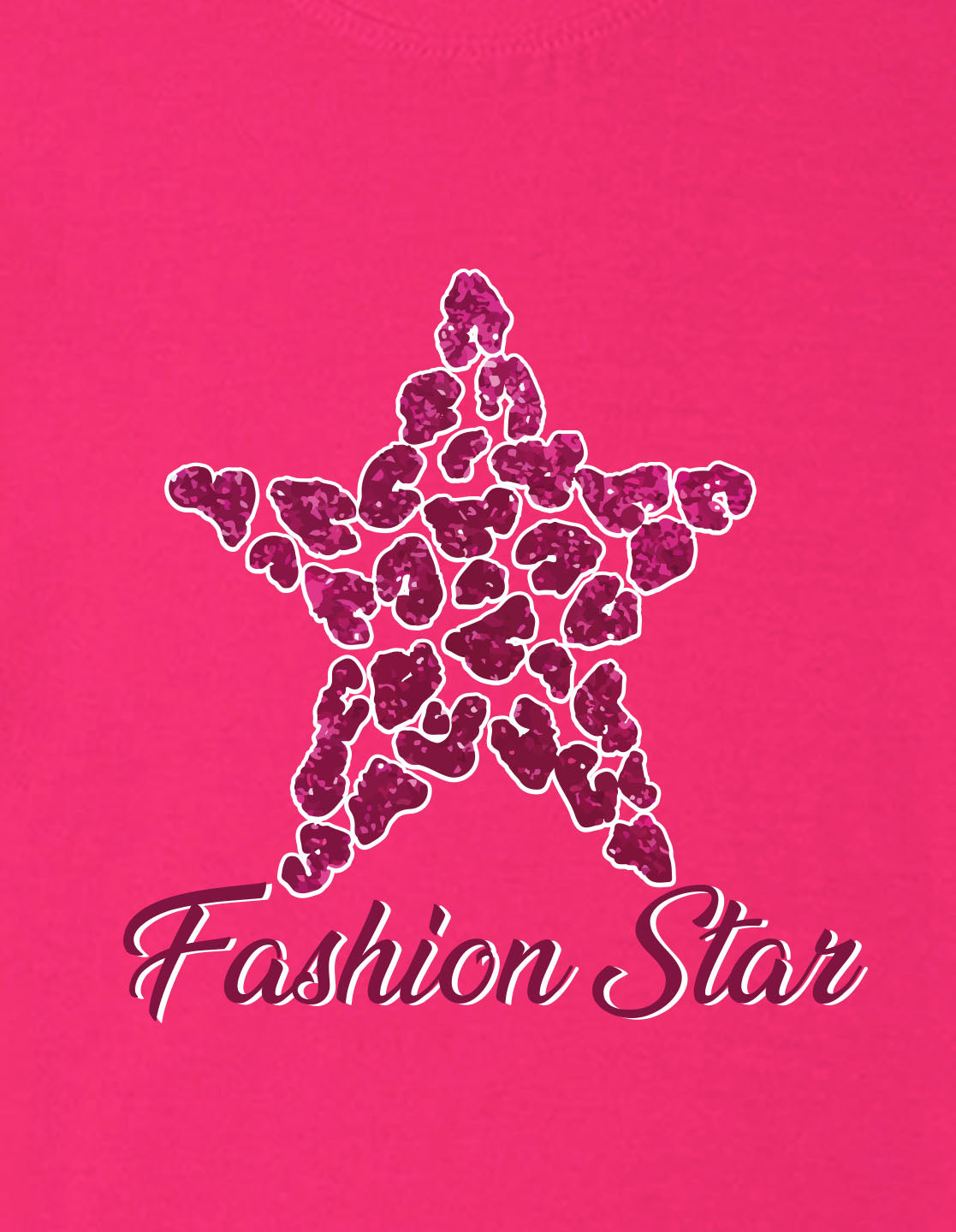 Nusyl Girls Hot Pink Star & Text  Printed  Short sleeve Cotton Blend Oversized T-shirts