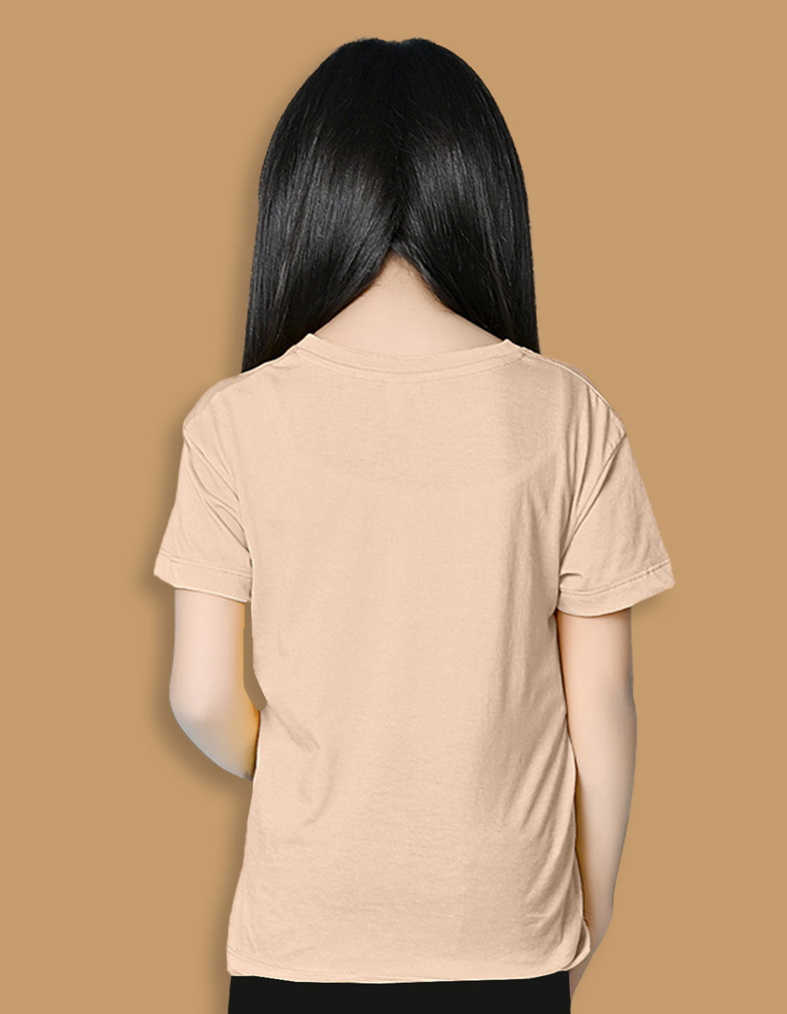 Nusyl Girls Beige if you can Dream it text Printed  Short sleeve Cotton Blend Oversized T-shirts