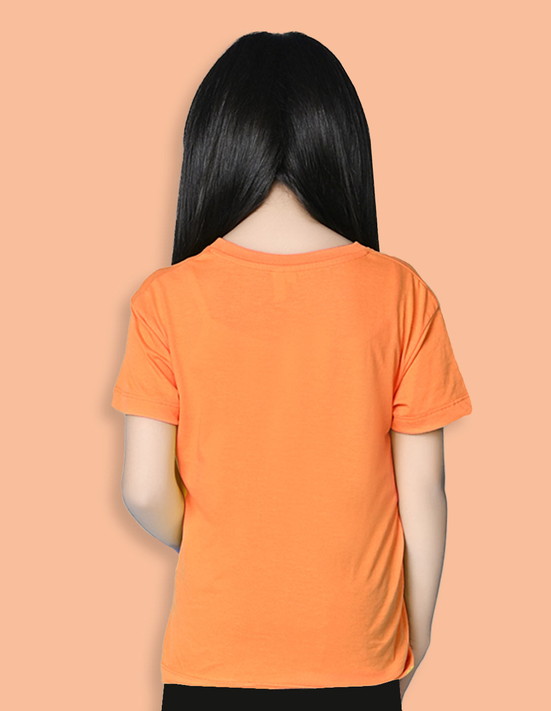 Nusyl Girls Orange if you can Dream it text Printed  Short sleeve Cotton Blend Oversized T-shirts