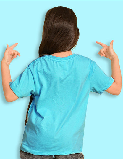 Nusyl Girls Sky Blue if you can Dream it text Printed  Short sleeve  Oversized T-shirts