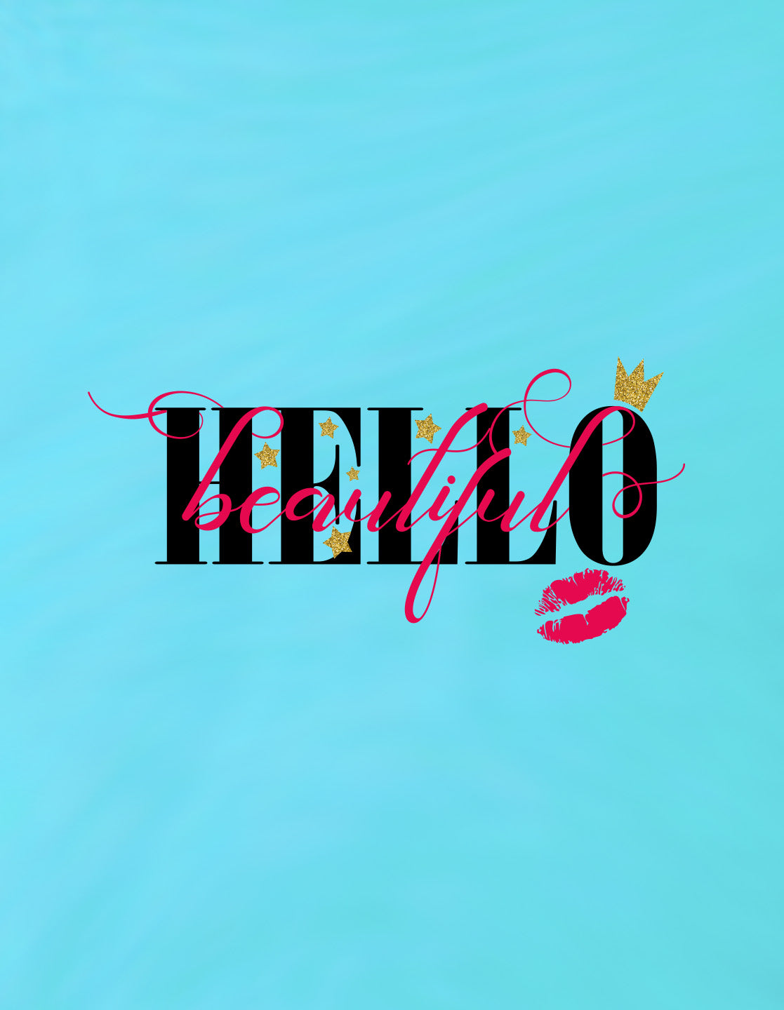 Nusyl Girls Sky Blue Hellow Text Printed  Short sleeve Cotton Blend Oversized T-shirts