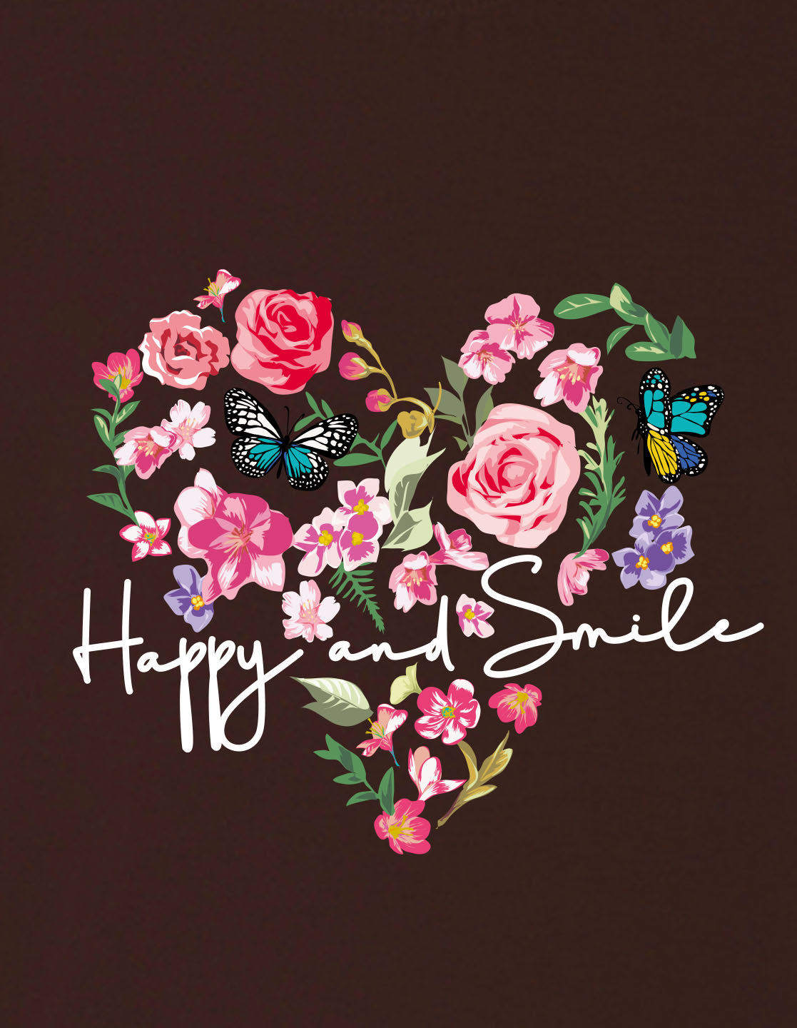 Nusyl Girls Brown Flower & Text  Printed  Short sleeve Cotton Blend Oversized T-shirts