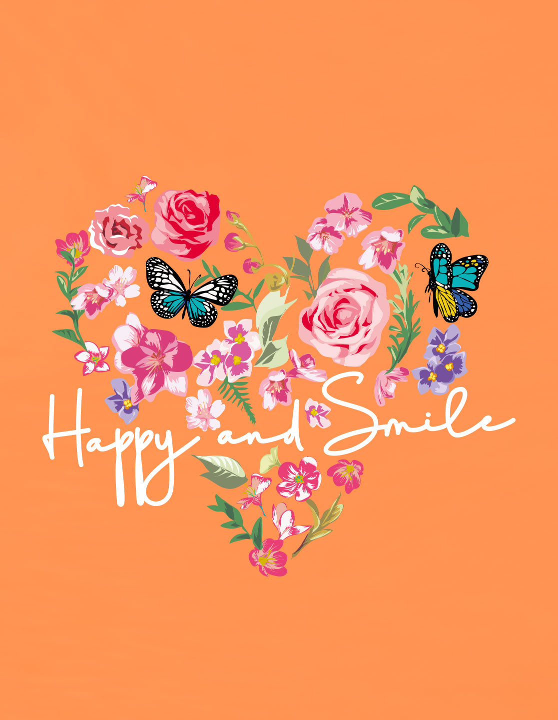 Nusyl Girls Orange Flower & Text  Printed  Short sleeve Cotton Blend Oversized T-shirts