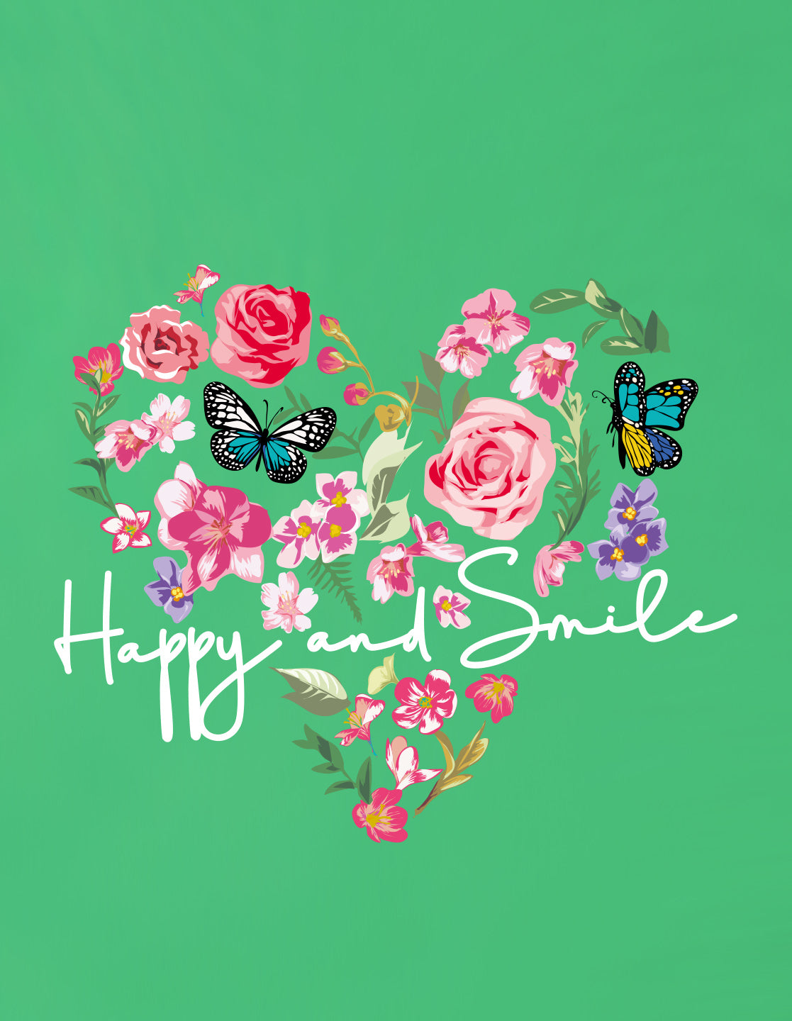 Nusyl Girls Green Flower & Text  Printed  Short sleeve Cotton Blend Oversized T-shirts