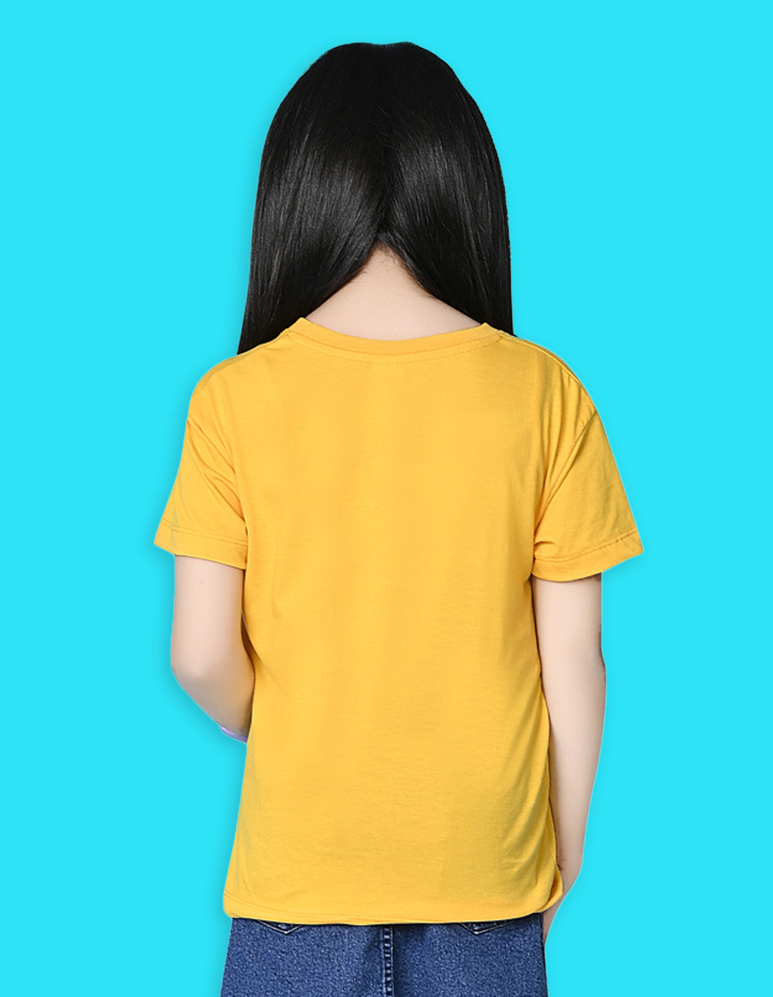 Nusyl Girls Yellow Flower & Text  Printed  Short sleeve Cotton Blend Oversized T-shirts