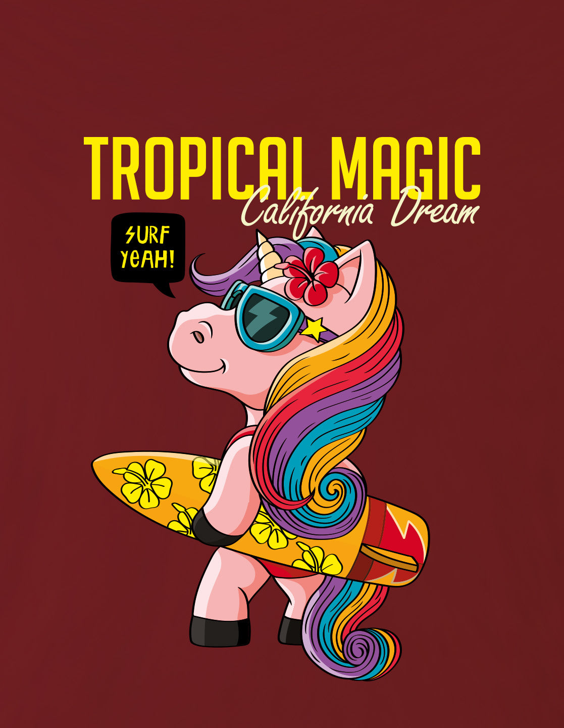 Nusyl Girls Wine Tropical Magic Text Printed  Short sleeve Cotton Blend Oversized T-shirts