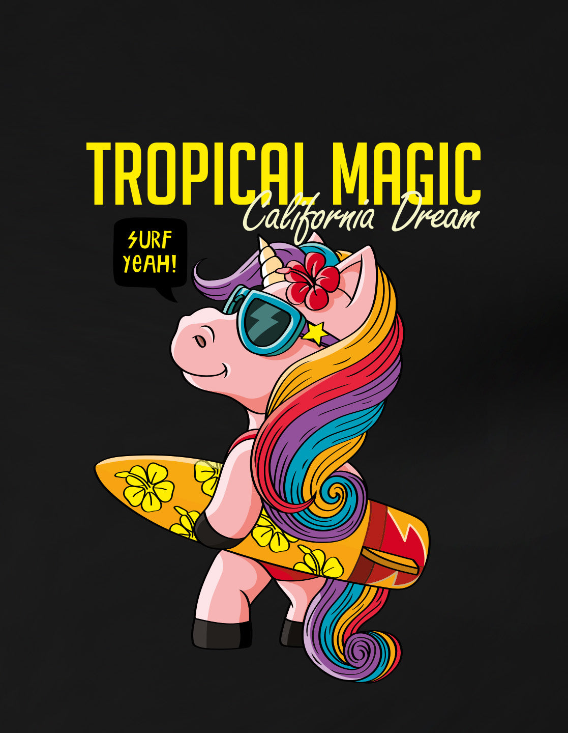 Nusyl Girls Black Tropical Magic Text Printed  Short sleeve Cotton Blend Oversized T-shirts