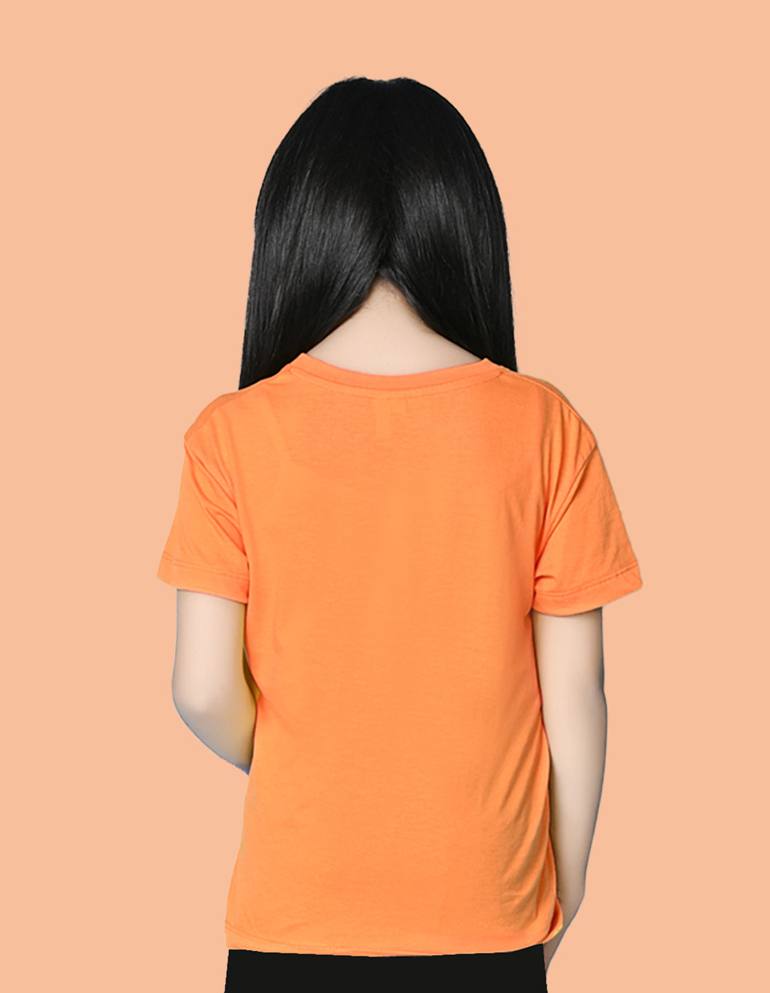 Nusyl Girls Orange Tropical Magic Text Printed  Short sleeve Cotton Blend Oversized T-shirts