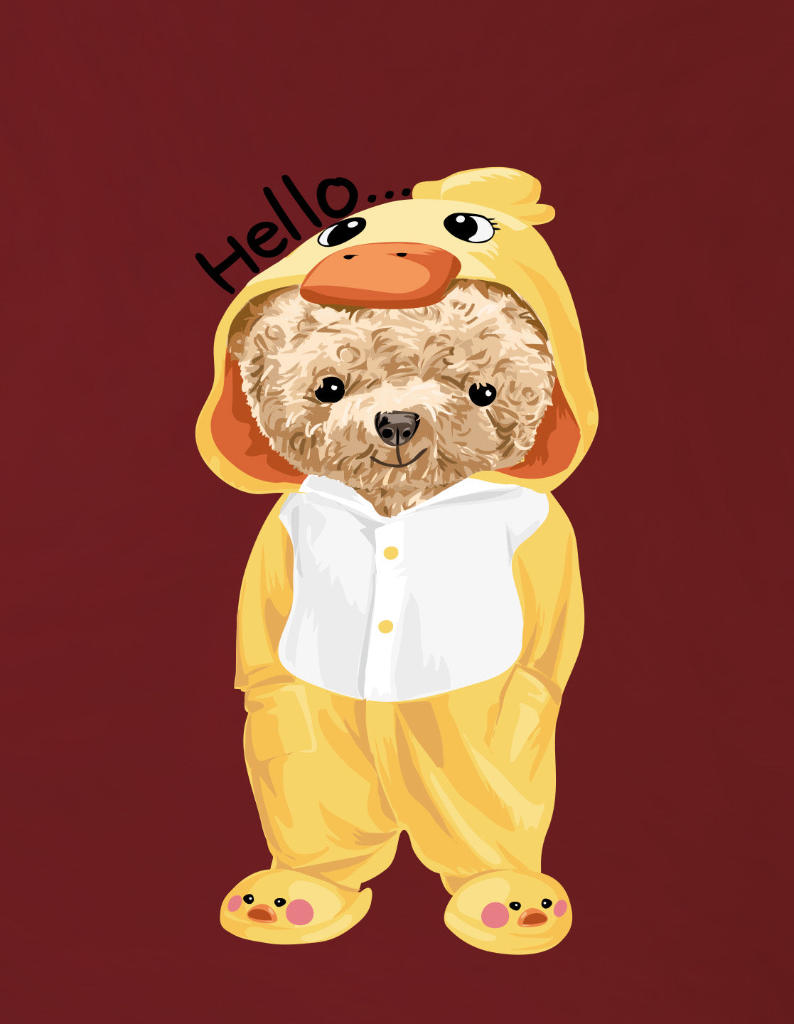 Nusyl Girls Wine Teddy Bear & Text  Printed  Short sleeve Cotton Blend Oversized T-shirts