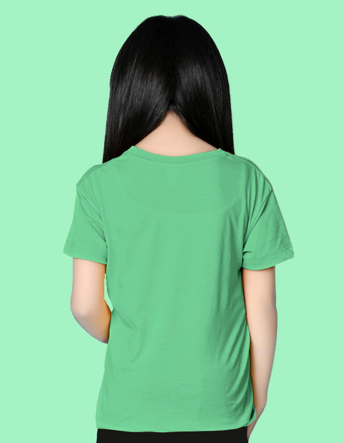 Nusyl Girls Green Teddy Bear & Text  Printed  Short sleeve Cotton Blend Oversized T-shirts