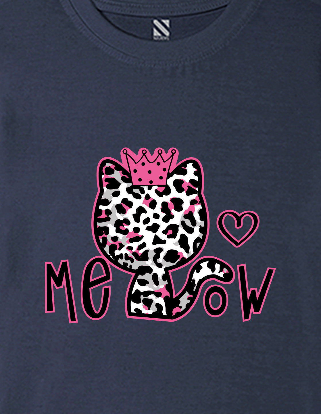 Nusyl Girls Navy Blue Cat & Text Printed  Short sleeve Cotton Blend Oversized T-shirts