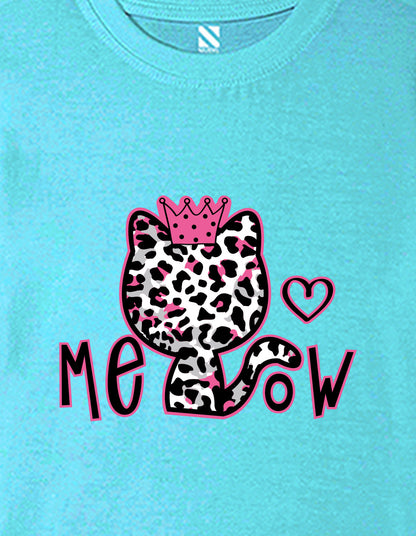 Nusyl Girls Sky Blue Cat & Text Printed  Short sleeve Cotton Blend Oversized T-shirts