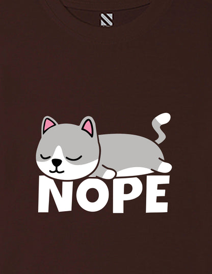 Nusyl Girls Brown Nope text Printed  Short sleeve Cotton Blend Oversized T-shirts