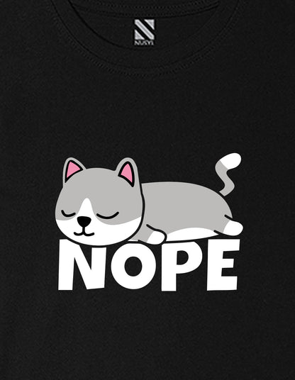 Nusyl Girls Black Nope text Printed  Short sleeve Cotton Blend Oversized T-shirts