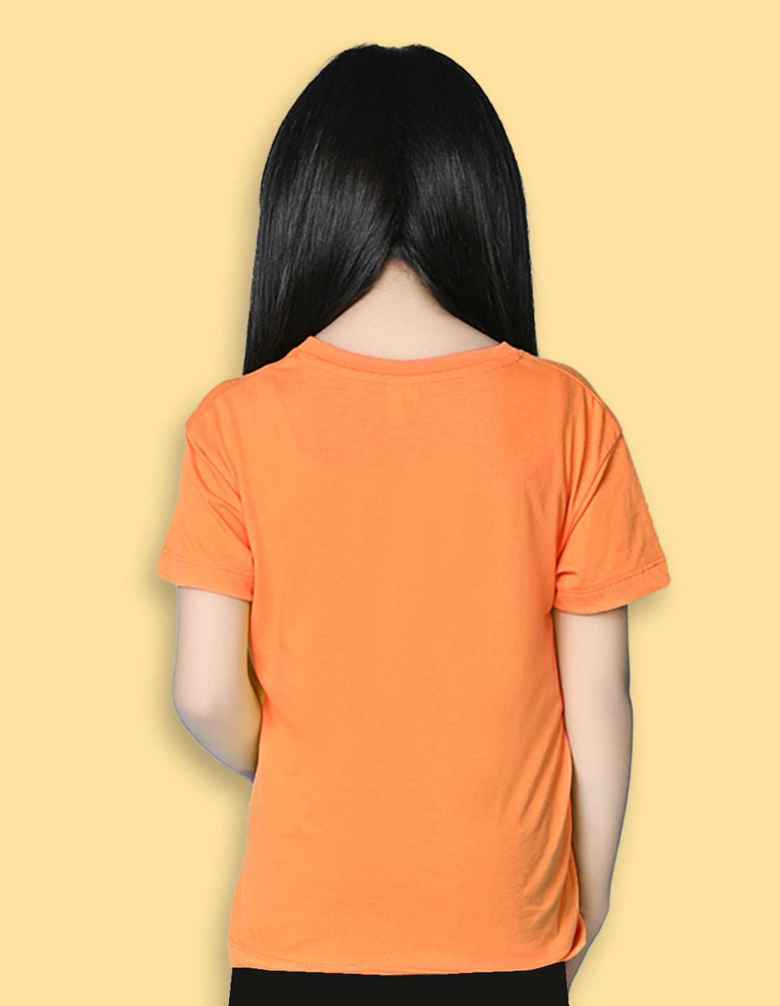 Nusyl Girls Orange Nope text Printed  Short sleeve Cotton Blend Oversized T-shirts