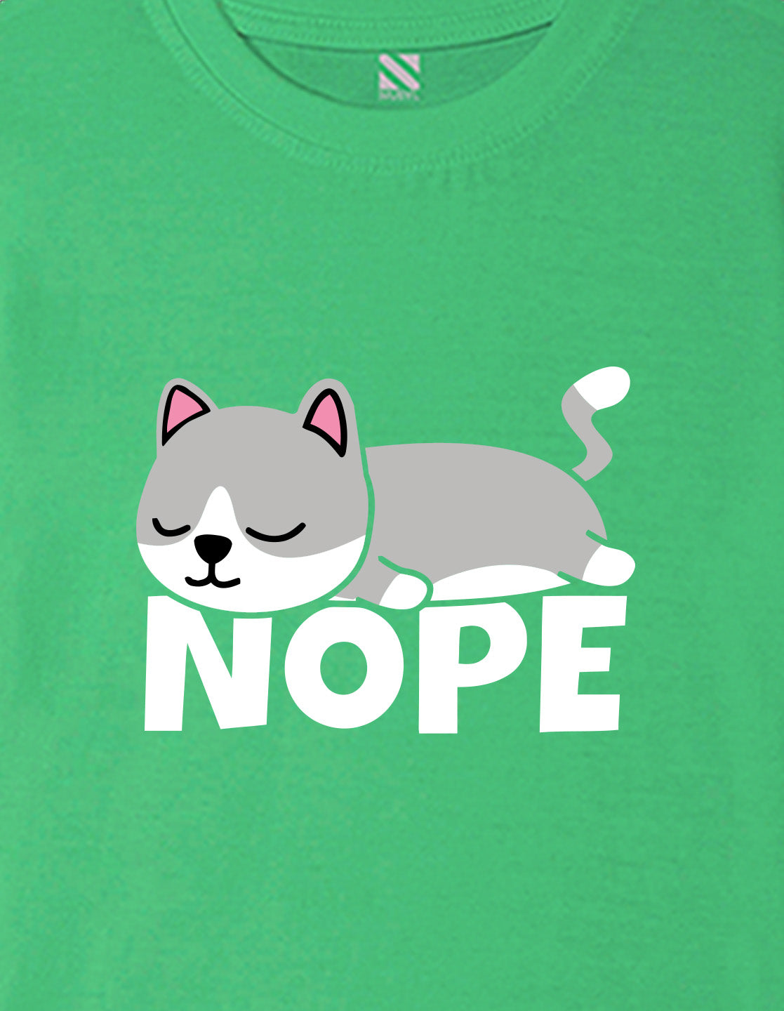 Nusyl Girls Green Nope text Printed  Short sleeve Cotton Blend Oversized T-shirts