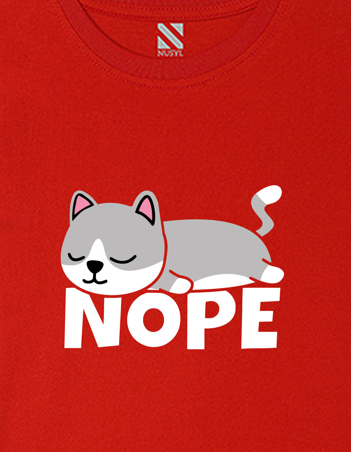 Nusyl Girls Red Nope text Printed  Short sleeve Cotton Blend Oversized T-shirts