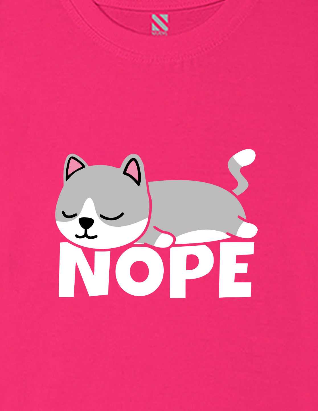 Nusyl Girls Hot Pink Nope text Printed  Short sleeve Cotton Blend Oversized T-shirts