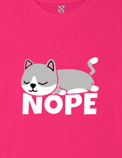 Nusyl Girls Hot Pink Nope text Printed  Short sleeve Cotton Blend Oversized T-shirts