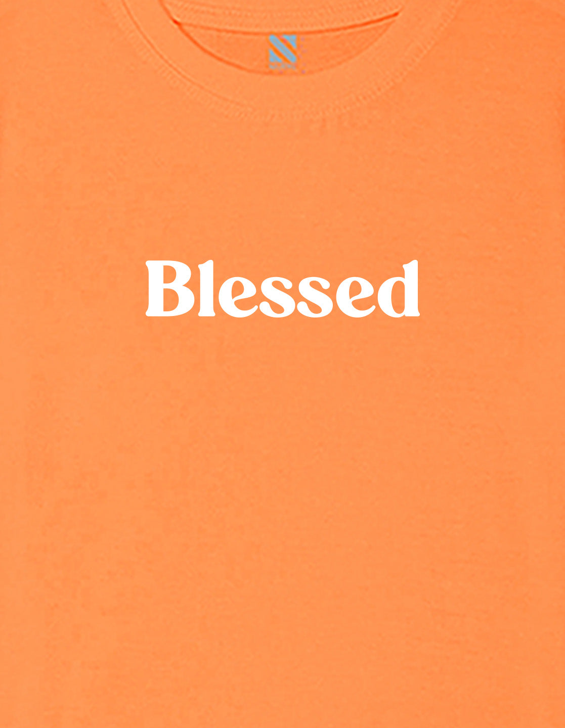 Nusyl Girls Orange Blessed Text Printed  Short sleeve Cotton Blend Oversized T-shirts