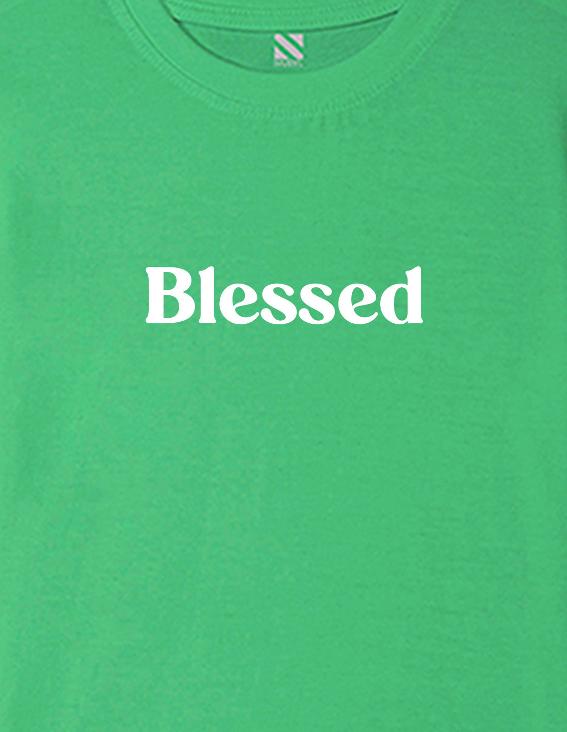 Nusyl Girls Green Blessed Text Printed  Short sleeve Cotton Blend Oversized T-shirts