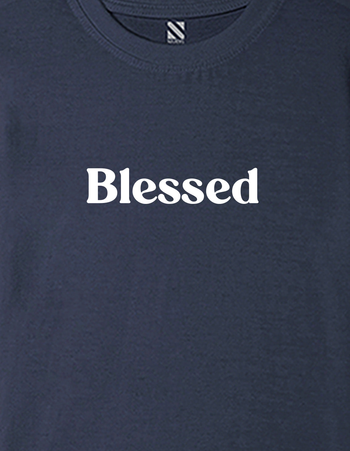 Nusyl Girls Navy Blue Blessed Text Printed  Short sleeve Cotton Blend Oversized T-shirts