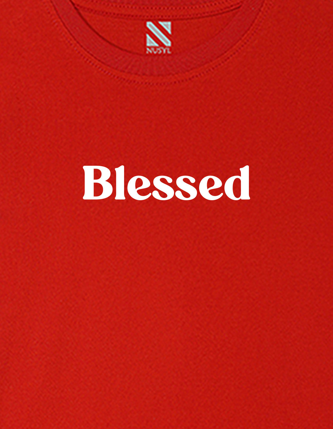 Nusyl Girls Red Blessed Text Printed  Short sleeve Cotton Blend Oversized T-shirts